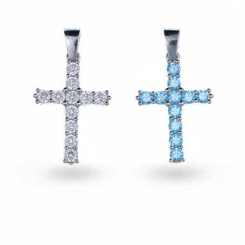 Privezak od srebra-Cross Pendant with Zirconia Stones
