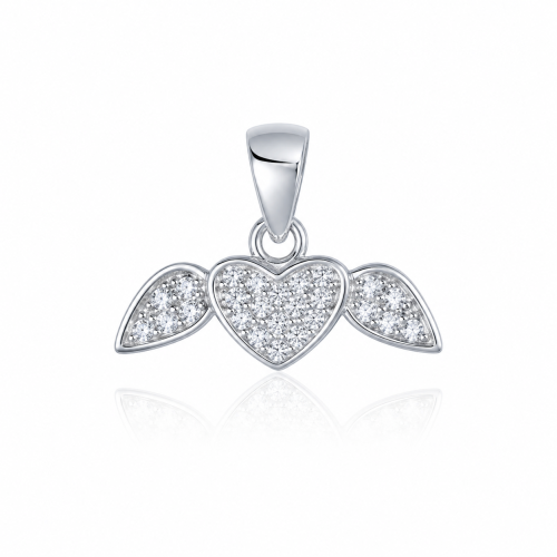 Privezak od srebra-Winged Heart Pendant Necklace