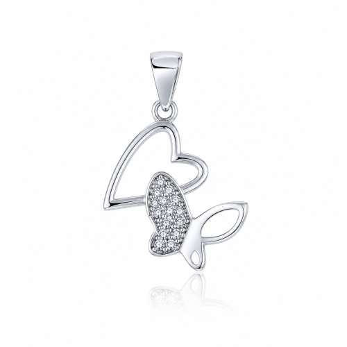 Privezak od srebra-Butterfly Heart Pendant