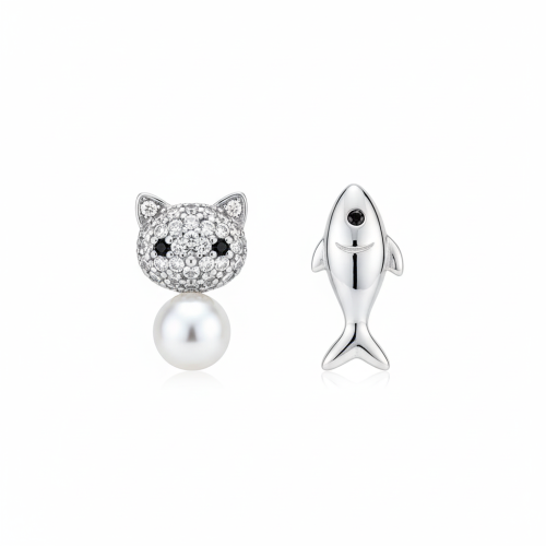 Minđuše od srebra – Cat & Fish Duo Earrings