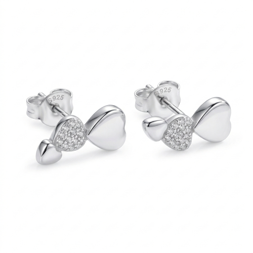 Triple Heart Silver Earrings