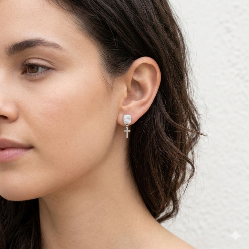 Crystal Cross Earrings