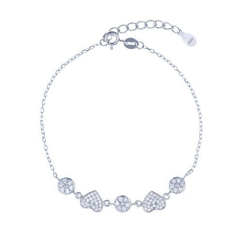 Наруквица са срцима и цирконима