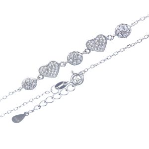 Наруквица са срцима и цирконима