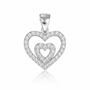 Privezak od srebra-Heart in Heart Pendant Necklace