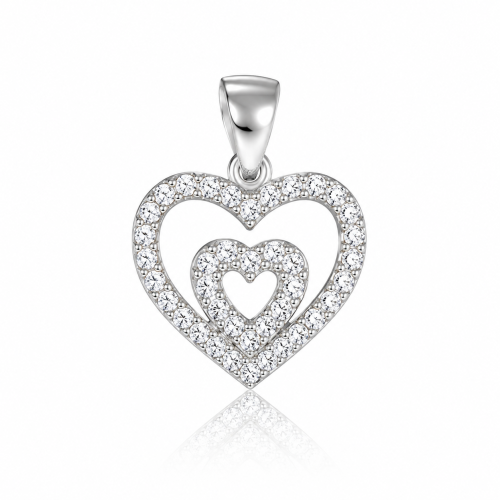 Privezak od srebra-Heart in Heart Pendant Necklace