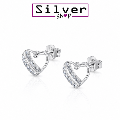 Minđuše od srebra – Crystal Heart Outline Earrings