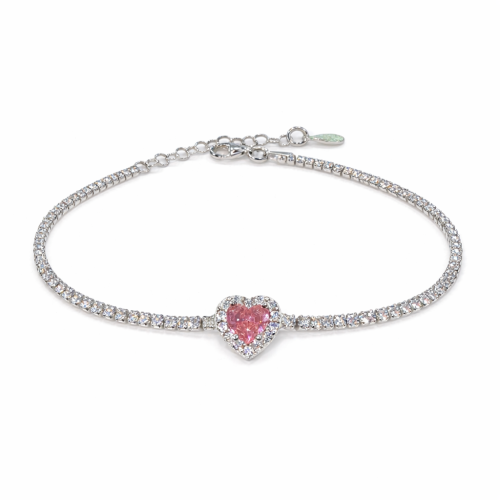 Narukvica od srebra – Luxe Heart Glow Pink