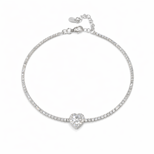 Narukvica od srebra -Luxe Heart Glow Crystal