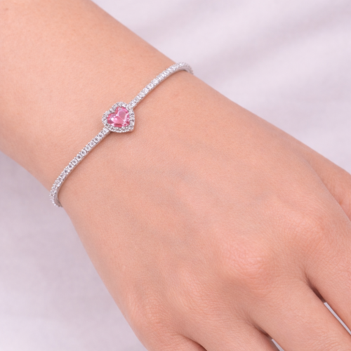 Narukvica od srebra – Luxe Heart Glow Pink