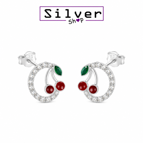 Minđuše od srebra – Cherry Sparkle Circle