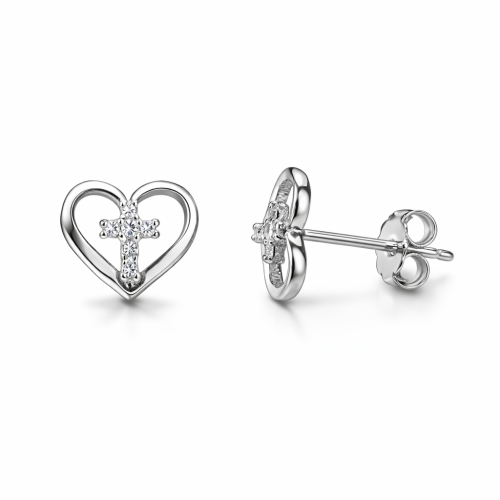 Heart Cross Earrings