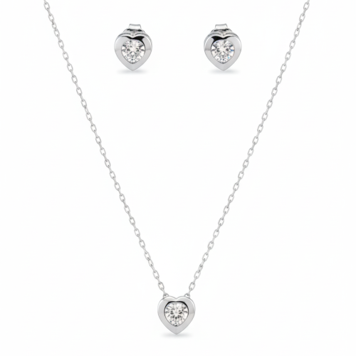 Komplet sa cirkonima u obliku srca