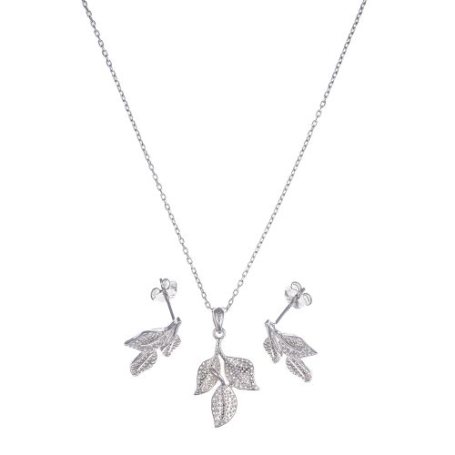 Komplet od srebra-Leaf Charm Jewelry Set