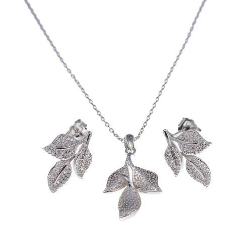 Komplet od srebra-Leaf Charm Jewelry Set