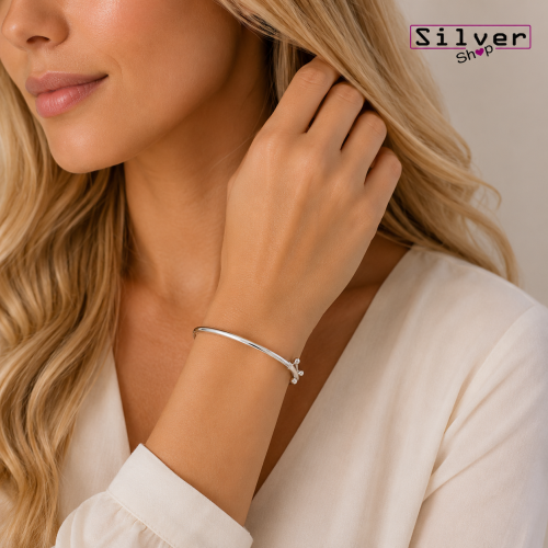 Čvrsta narukvica od srebra – Rail Bangle