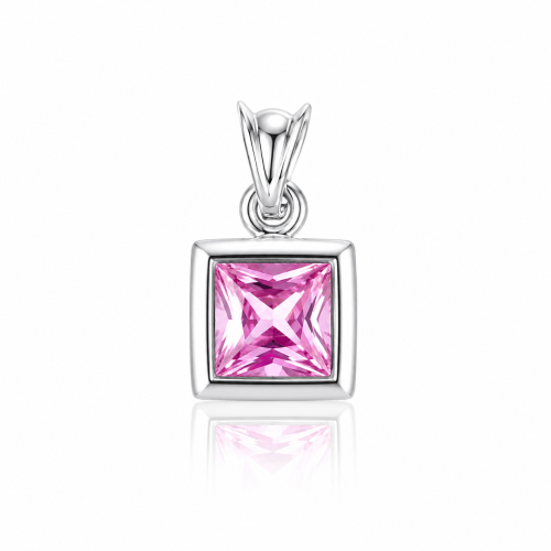 Privezak od srebra-Elegant Pink Zircon Pendant Necklace