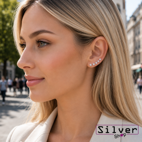 Minđuše od srebra – Stellar Pavé Climbers