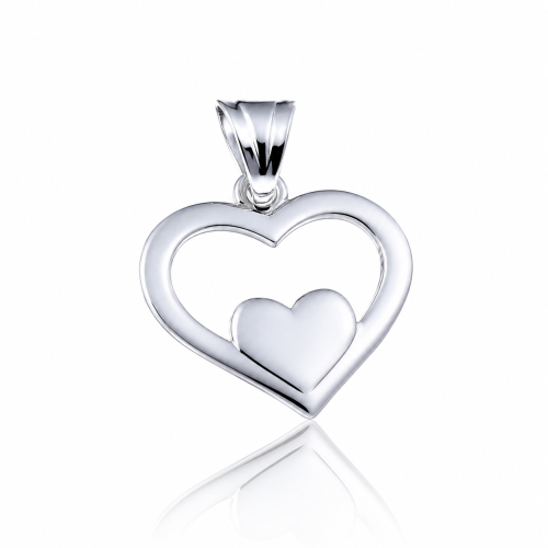 Privezak od srebra-Heart in Heart Pendant Necklace