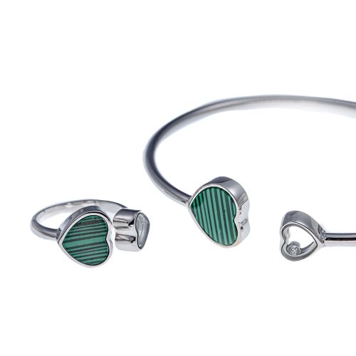 Komplet sa srcima u zelenoj boji