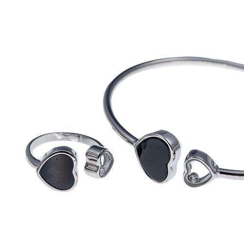 Komplet sa srcima u crnoj boji