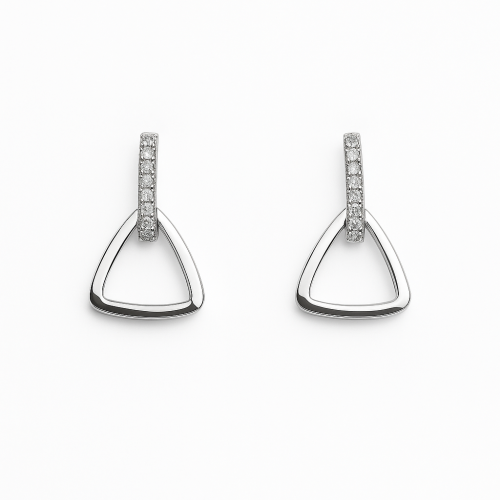 Minđušeod srebra- Hoop Earrings with Hanging Triangle Zircon