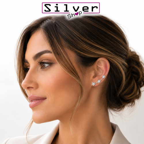 Minđuše od srebra – Stellar Pavé Climbers