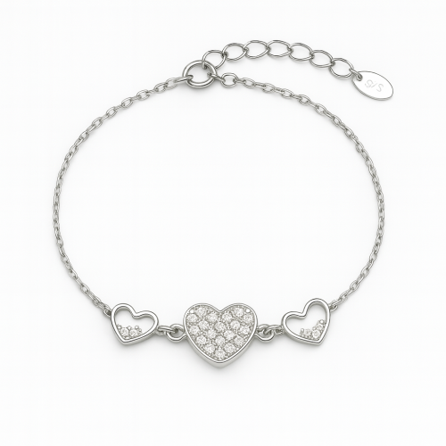 Narukvica od srebra – Three Hearts Bracelet
