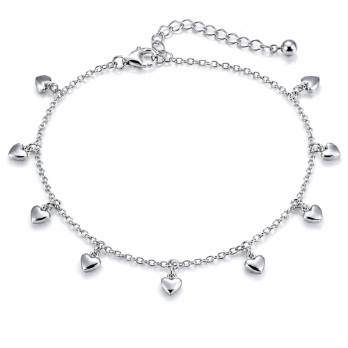 Nanogica od srebra-Heart Charm Anklet