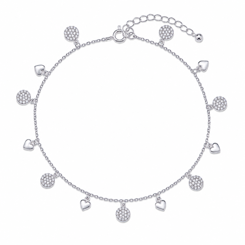 Nanogica od srebra-Love Heart Anklet