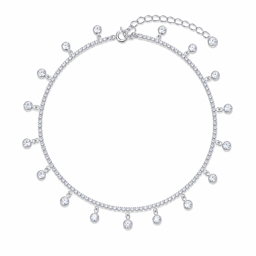 Nanogica od srebra-Sparkling Zircon Anklet