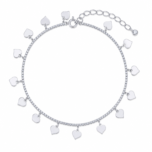 Nanogica od srebra-Heart Charm Anklet
