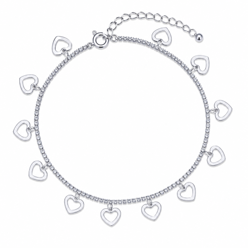 Nanogica od srebra-Heart Detail Anklet