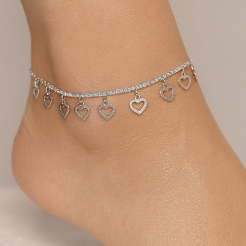 Nanogica od srebra-Heart Detail Anklet