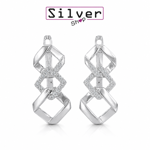 Minđuše od srebra – Geometric Link Sparkle Earrings