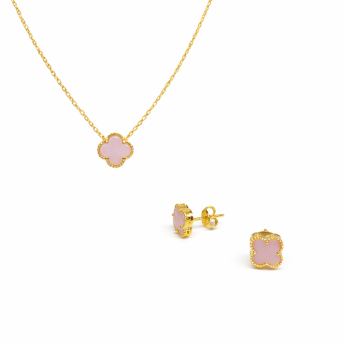 Komplet u boji zlata sa roze detelinama