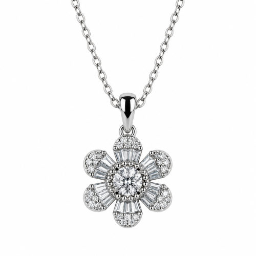 Ogrlica od srebra – Blooming Zircon Flower