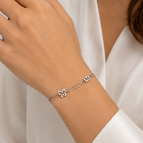 Narukvica od srebra-Layered Silver Butterfly